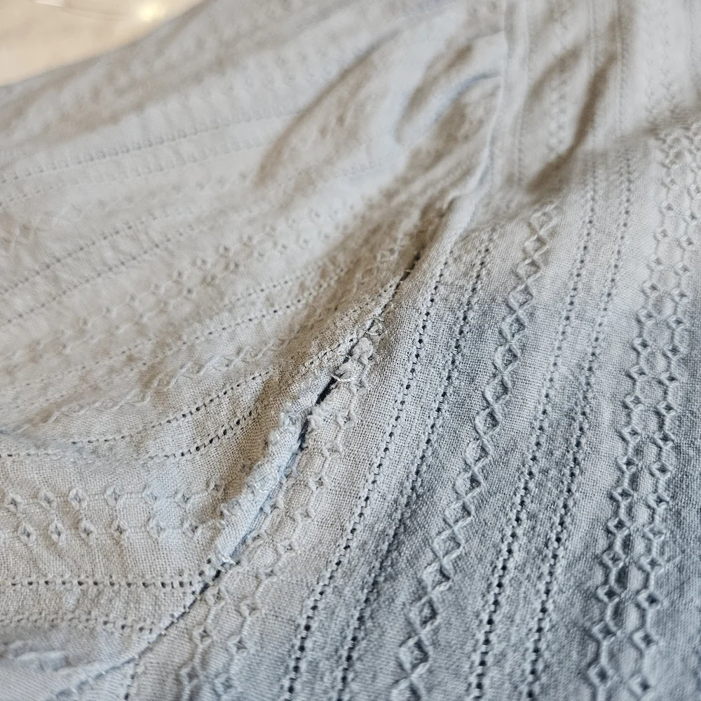 2/$10 Knox Rose Cottagecore Pale Blue Textured Button-Front Dress - Picture 7 of 8